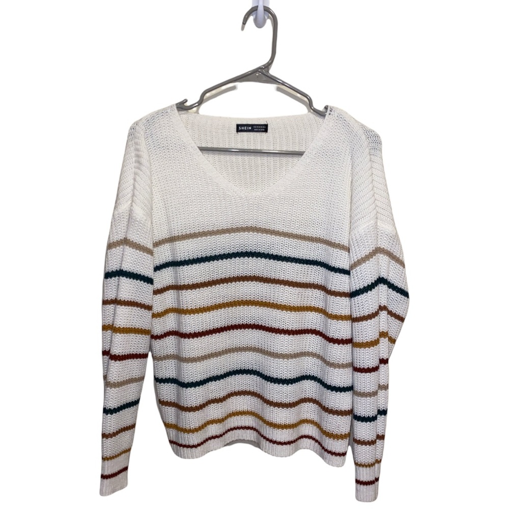 [Shein] Striped V Neck Sweater